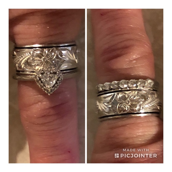 Hawaiian Heirloom Carved Black Enameled Band Ring - Picture 8 of 8